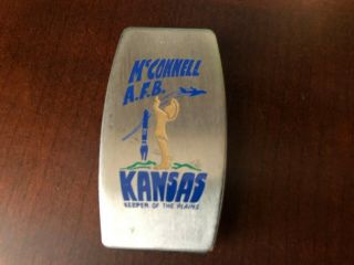 Vintage Mcconnell A.  F.  B Kansas Keeper Of The Plains Money Clip And Files