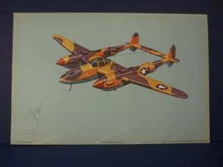 Lockheed P - 38 Lightning Wwii Airplane Print By Harry Jaffee,  Rudolf Lesch N.  Y.