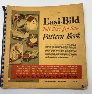 Vintage 1951 Easi - Bild Full Size Jig Saw Pattern Book - Wood Craft Carving