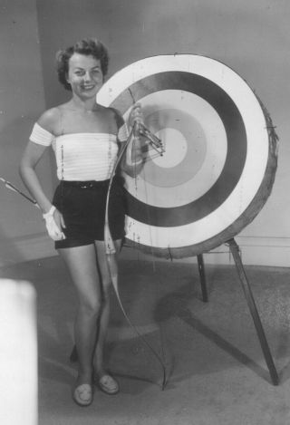 Lg25 (4) Vintage Black & White Archery Photographs Of Ann Clark From 1957 - 1987