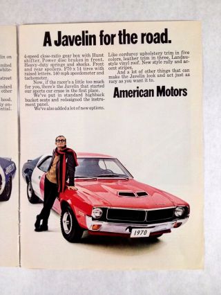 1970 AMC Javelin SST Vintage Print Ad American Motors Corporation 3