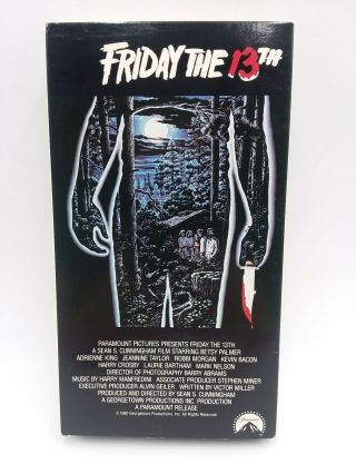 Friday The 13th (1980) Vhs Vintage Classic 1980s Slasher Horror Gateway