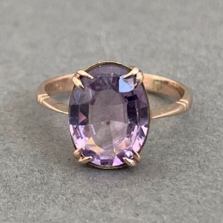 Antique 9ct Rose Gold Amethyst Ring Size L