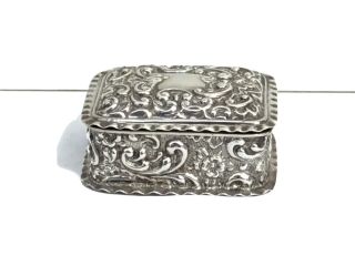 Small Victorian Solid Silver Trinket Or Jewellery Box,  1899