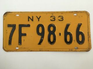 1933 York License Plate 100 All Paint