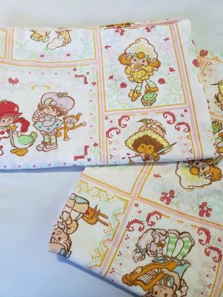 1980s Vintage Strawberry Shortcake Fitted And Flat Sheet Set.  " Friends Are.