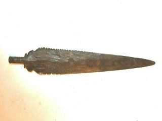 Ancient Forged Iron Spear Head Antique 10 " Lance Sharp Threaded K24
