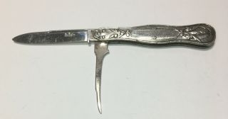 Antique C1880 Gorham Sterling Silver Folding Pocket Knife 2 Blades Size 5” M96