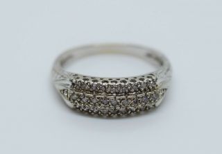Vintage 14k White Gold Diamond Ring 3.  7 Grams,  Sz 7.  5 - Not Scrap,  Estate Find