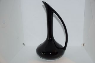 Vintage Mid Century Van Briggle Pottery Black Glaze Ewer Pitcher Vase Ec