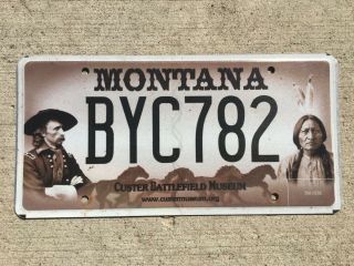 Montana Specialty License Plate Custer Battlefield Museum Byc 782 Number Tag