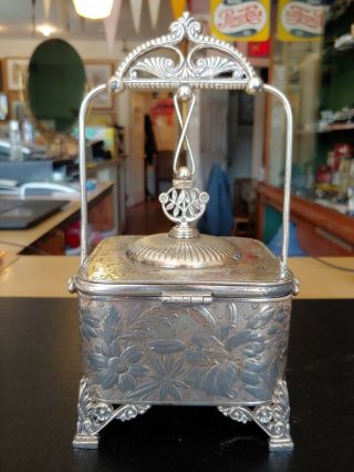 Simpson Hall Miller Co Silver Plate Square Butter Dish Floral Leaf Pattern