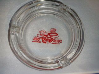 Vintage Advertising Glass Ashtray Dog N Suds Cigarette Restaurant Usa Fast Food