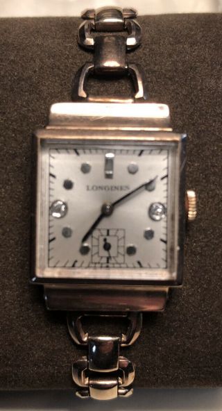 Vintage Ladies Longines 17 Jewels Watch,  14k Gold Case - Band Is 12k Gf W/diamond