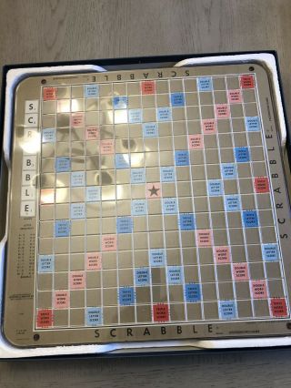 Vintage 1982 Scrabble Deluxe Edition With Turntable And Burgundy Tiles 2