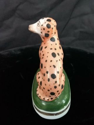 Antique Staffordshire Porcelain Figurine w/Dog & Pup - Orange with Black Spots 3