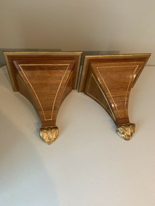 Pair Vintage Carved Solid Wood Wall Shelves / Sconces - Gorgeous
