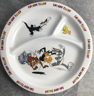 Looney Tunes Vintage Melamine Sylvester Tweety Bird Bugs Bunny Daffy Plate 1997