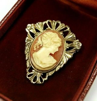 Vintage Victorian Revival Cameo Brooch Pin Large Molded Lucite