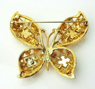Vintage Avon Large Designer Rhinestone Faux Pearl Butterfly Brooch Pin Insect 3