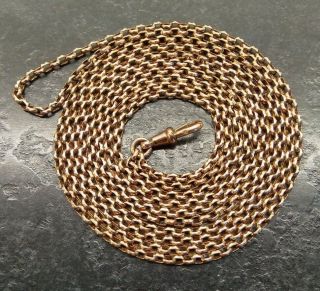 Antique Rose Rolled Gold Filled Faceted Trace Link Muff / Guard Chain,  55 " Long.
