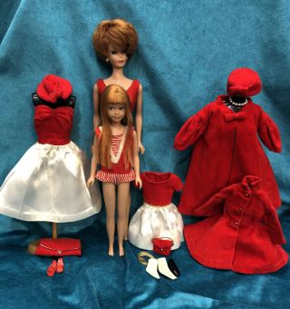 Vintage 1960s Titian Bubble - Cut Barbie & 1963 Redhead Sl Skipper Red Sensation