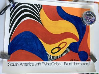 Vtg Braniff International Airways Airline Jet Airplane Alexander Calder Poster 4