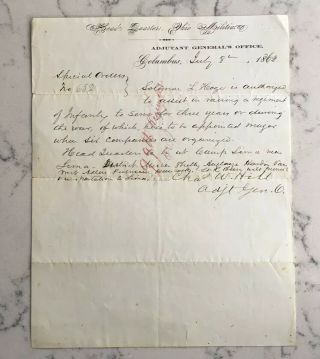 Antique Civil War Document Special Orders 99th Ohio Militia Regiment Letter Hoge