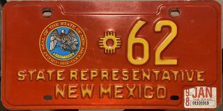 Mexico 1998 State Representative License Plate,  62,  Political,  Government