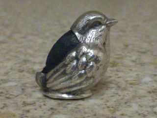 Antique Silver Sitting Bird Pin Cushion; Levi & Salaman 1906