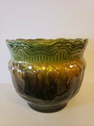 Antique Brush Mccoy Art Pottery Majolica Jardiniere Planter Vase