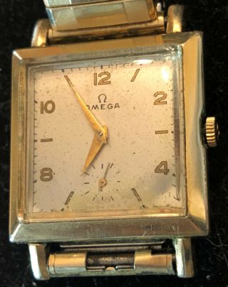 Vintage Omega Square Mens Watch Gold Filled Bezel 17 Jewels Needs Refurbishing