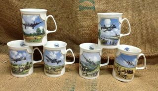 Lovely Davenport Pottery Heroes Of The Sky 6 Mug Set Made In England Su1313