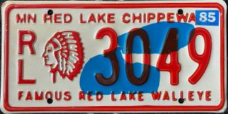 Tribal 1985 Minnesota Red Lake Chippewa Indian License Plate