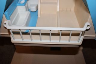 Vintage Little Tikes Blue Roof Dollhouse Replacement Part White Railing Only