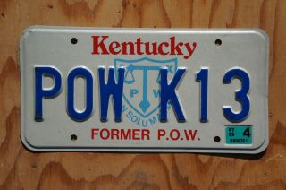 1999 Kentucky POW Prisoner of War Military Hero License Plate 2