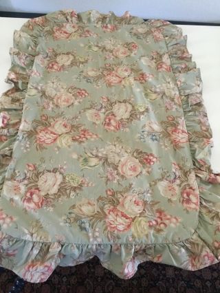 Vintage Ralph Lauren Sage With Roses Ruffled King Pillow Sham Made In Usa