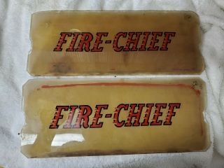 Vintage Pair Texaco Fire Chief Gas Service Station Ad Glass Sign