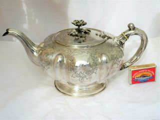 Large Ornate Victorian Tea Pot Elkington Silver Plate 1885