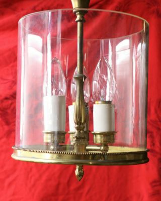 Antique Vintage Brass & Glass Hanging Pendant Light Traditional Colonial Style 2