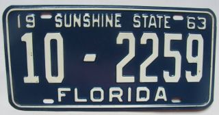 1963 Florida Car License Plate