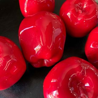 6 Vintage Porcelain Ceramic Fruit Red Delicious Apple Sculptures Hand Painted