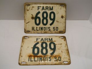 1950 Illinois Farm License Plate Pair 689