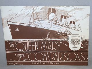 Vintage The Queen Mary A Book Of Comparisons Cunard White Star Line Sepia