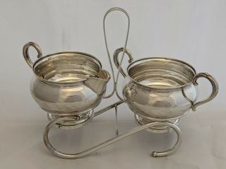 Antique Fisher Sterling Silver Weighted Creamer And Sugar Bowl W/ Stand
