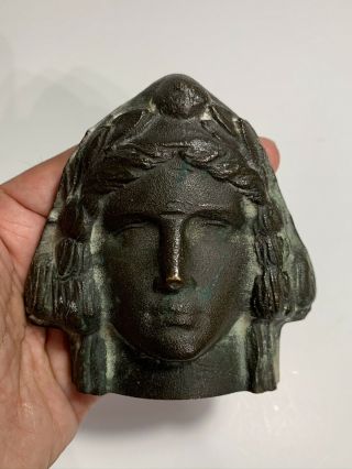 Antique American Bronze Bust Face Figure Sculpture Of Liberty Or Columbia