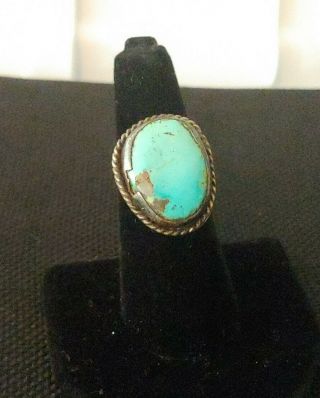 Vintage Old Pawn Sterling Silver Turquoise Ring Size 6