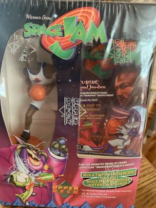 1996 Upper Deck Michael Jordan Space Jam Figurine & 10x Packs Warner Bros