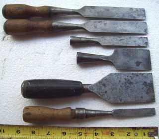 14 VINTAGE ANTIQUE WOOD CHISELS STANLEY,  BUCK BROTHERS 3