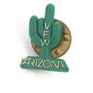 Vtg Lapel Pin Vfw Veterans Of Foreign Wars Arizona Cactus Emblem Insignia
